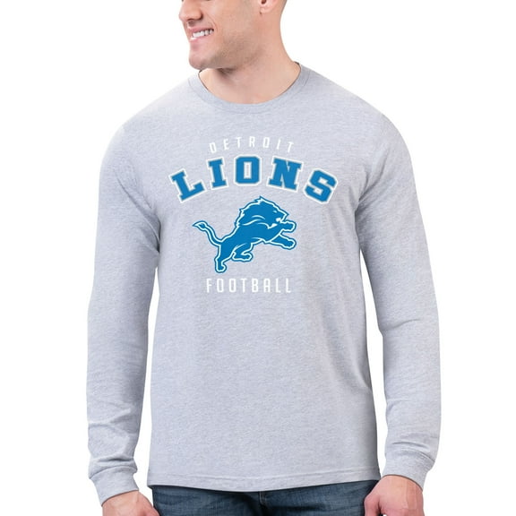 Men's Starter Gray Detroit Lions Logo Graphic Long Sleeve T-Shirt