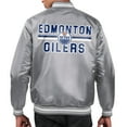 thumbnail image 1 of Men's Starter  Gray Edmonton Oilers Printed Team Logo Satin Varsity Full-Snap Jacket, 1 of 1