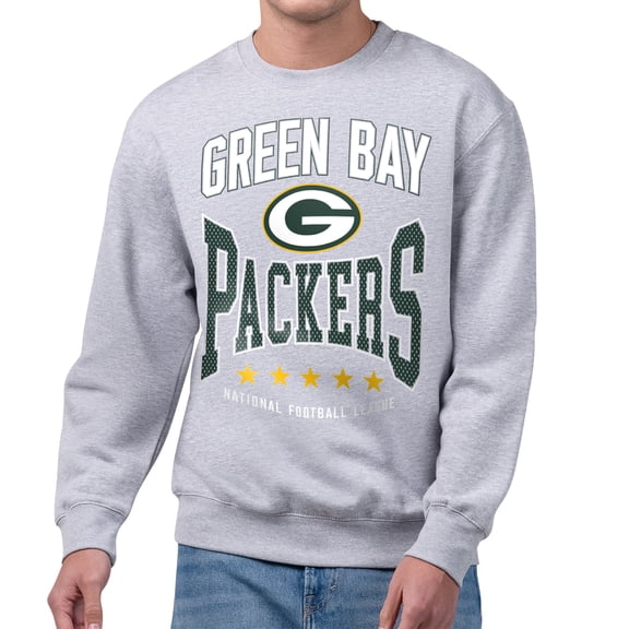 Men's Starter Gray Green Bay Packers Center Squeeze Tri-Blend Sweatshirt