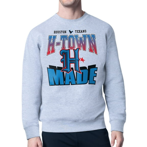 Men's Starter Gray Houston Texans Comic Style Sweatshirt