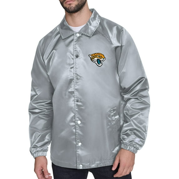 Men's Starter Gray Jacksonville Jaguars Retro Logo Raglan Coaches Full-Snap Jacket