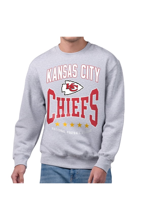 Men's Starter Gray Kansas City Chiefs Center Squeeze Tri-Blend Sweatshirt