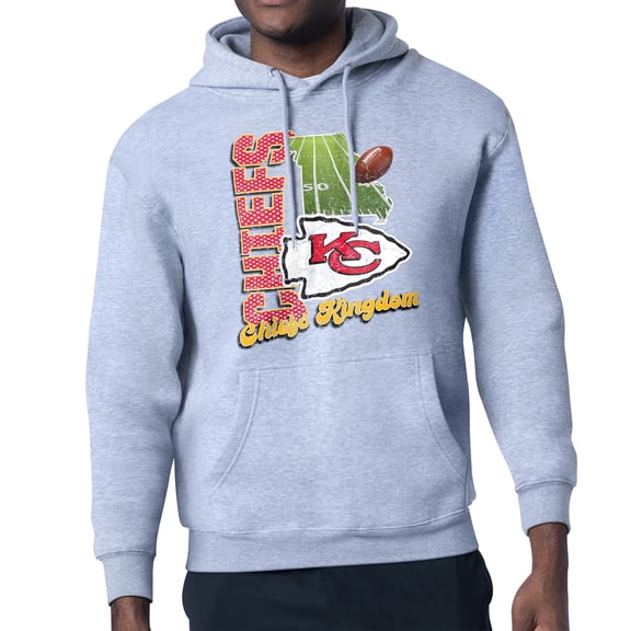 Men's-Starter Gray Kansas City Chiefs Retro State Field Fleece Pullover Hoodie