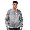 thumbnail image 1 of Men's Starter  Gray Kansas City Chiefs Printed Team Logo Satin Varsity Full-Snap Jacket, 1 of 2