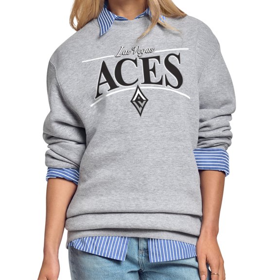 Men's Starter Gray Las Vegas Aces Arch Stripe Fleece Crewneck Sweatshirt