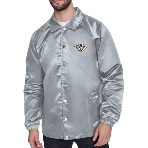Men's Starter  Gray Nashville Predators Retro Logo Raglan Coaches Full-Snap Jacket