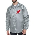 thumbnail image 1 of Men's Starter  Gray New Jersey Devils Printed Logo Coaches Full-Snap Jacket, 1 of 2