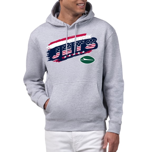 Men's Starter Gray New York Jets Patriotic Paint Hoodie