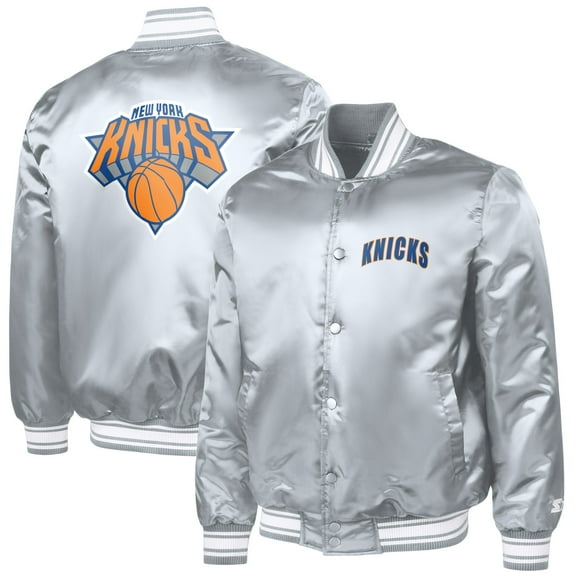 Men's Starter Gray New York Knicks Logo Varsity Full-Snap Jacket