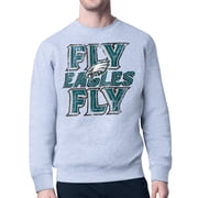 Mens-Starter Gray Philadelphia Eagles Distressed Team Phrase Fleece Pullover Sweatshirt