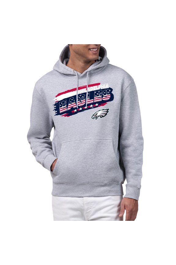 Men's Starter Gray Philadelphia Eagles Patriotic Paint Hoodie
