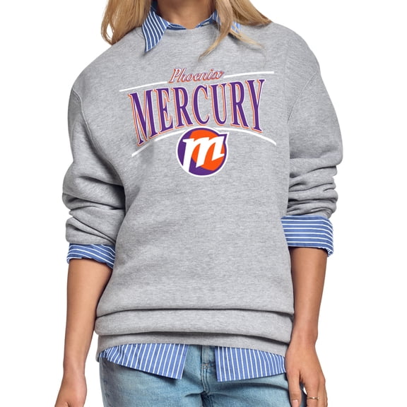 Men's Starter Gray Phoenix Mercury Arch Stripe Fleece Crewneck Sweatshirt