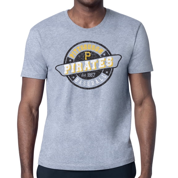 Men's Starter Gray Pittsburgh Pirates Route 66 Team Logo T-Shirt