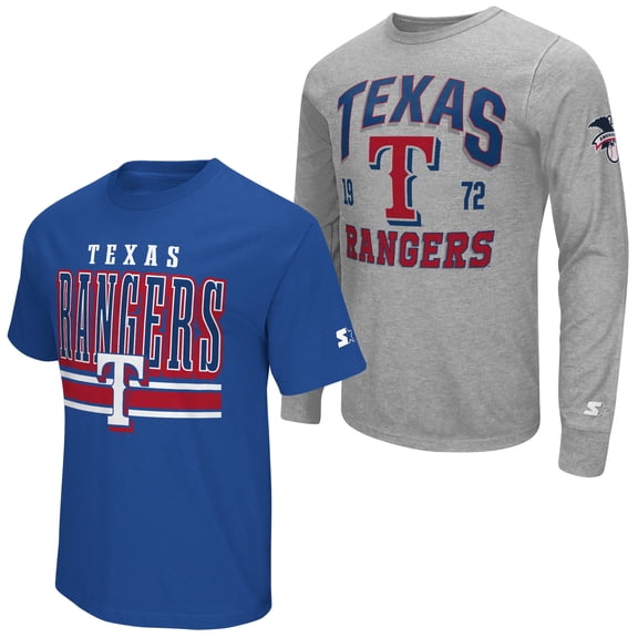 Men's Starter  Heather Gray/Royal Texas Rangers Two-Pack Long Sleeve & Short Sleeve T-Shirt Set