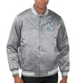 thumbnail image 1 of Men's Starter  Gray Seattle Mariners Printed Team Logo Satin Varsity Full-Snap Jacket, 1 of 2
