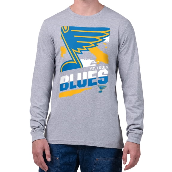 Men's Starter Gray St. Louis Blues Logo Zoom Long Sleeve T-Shirt
