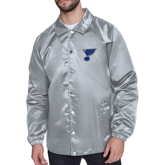Men's Starter Gray St. Louis Blues Retro Logo Raglan Coaches Full-Snap Jacket