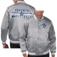 thumbnail image 1 of Men's Starter  Gray Toronto Maple Leafs Printed Team Logo Satin Varsity Full-Snap Jacket, 1 of 3
