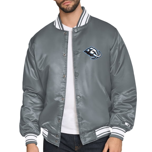 Men's Starter Gray Utah Mammoth Triangle Satin Varsity Full-Snap Jacket