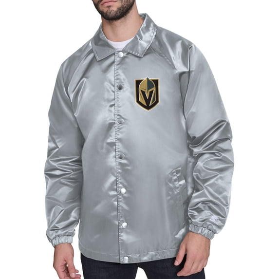 Men's Starter Gray Vegas Golden Knights Printed Logo Coaches Full-Snap Jacket