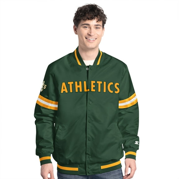 Men's-Starter  Green Athletics Scout Full-Snap Varsity Jacket