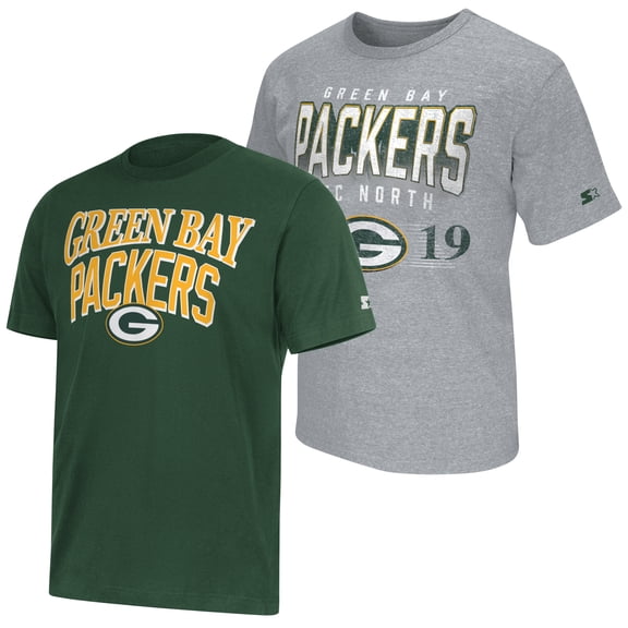 Men's Starter  Green/Gray Green Bay Packers Two-Pack Logo T-Shirt Set