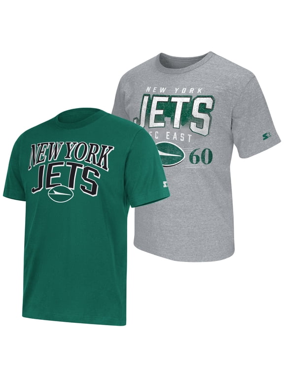 Men's Starter Green/Heather Gray New York Jets Two-Pack Logo T-Shirt Set