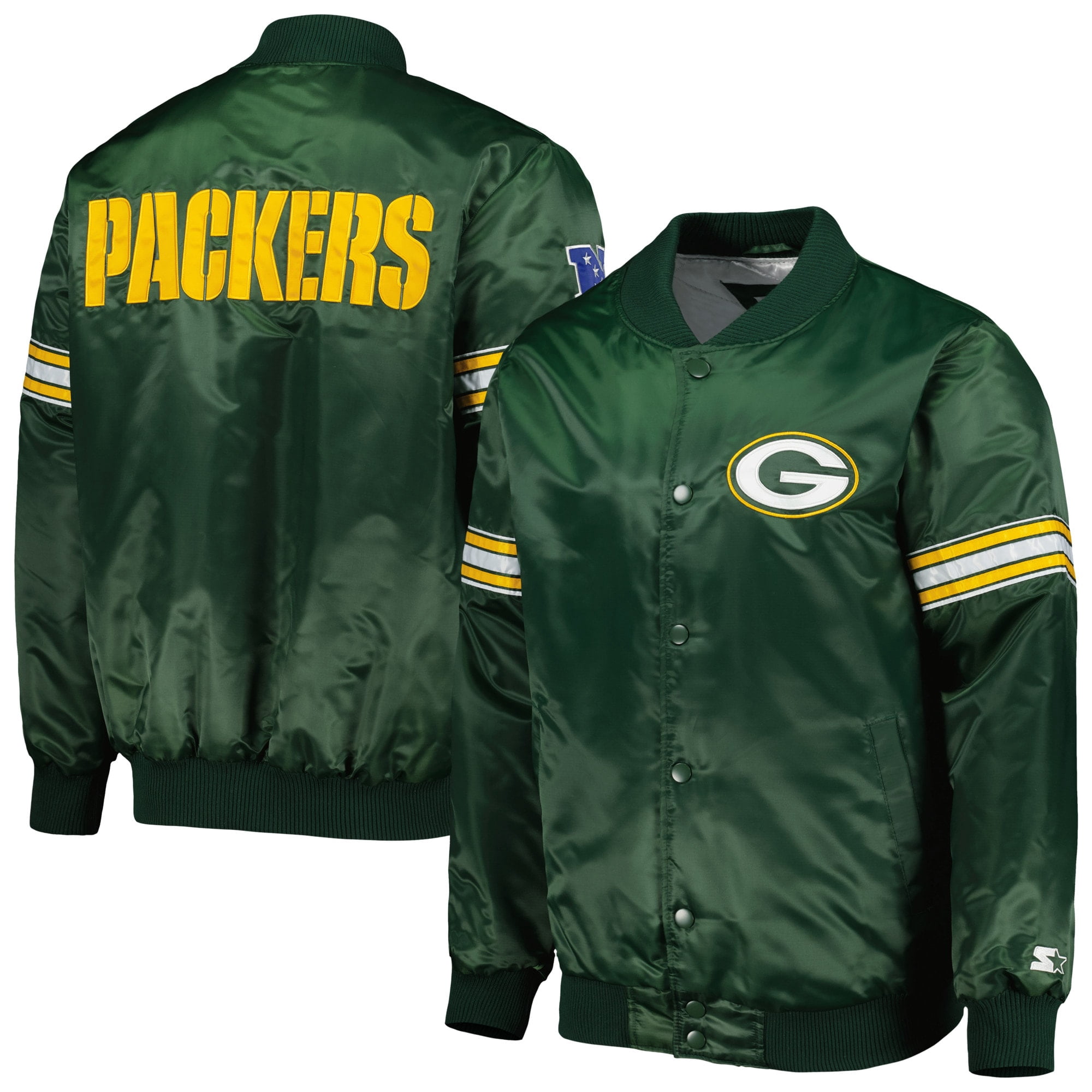 Men's Starter Green Green Bay Packers The Pick and Roll Full-Snap Jacket 