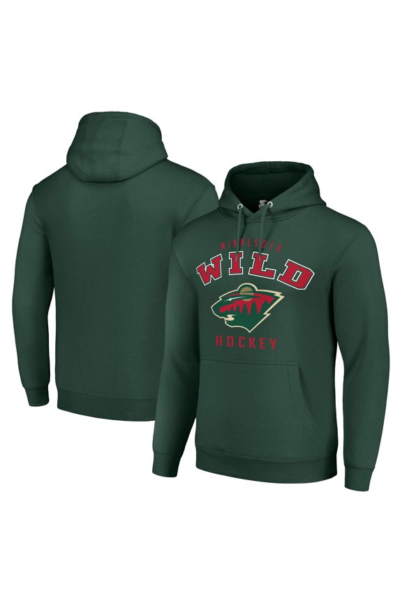Men's Starter Green Minnesota Wild Logo Pullover Hoodie
