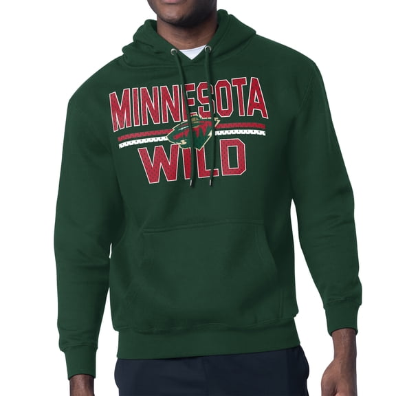 Men's Starter Green Minnesota Wild Mesh Look Team Name Logo Tri-Blend Pullover Hoodie