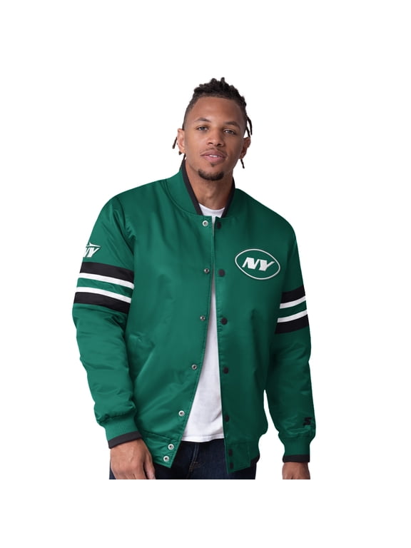Men's Starter Green New York Jets Scout I Full-Snap Varsity Jacket