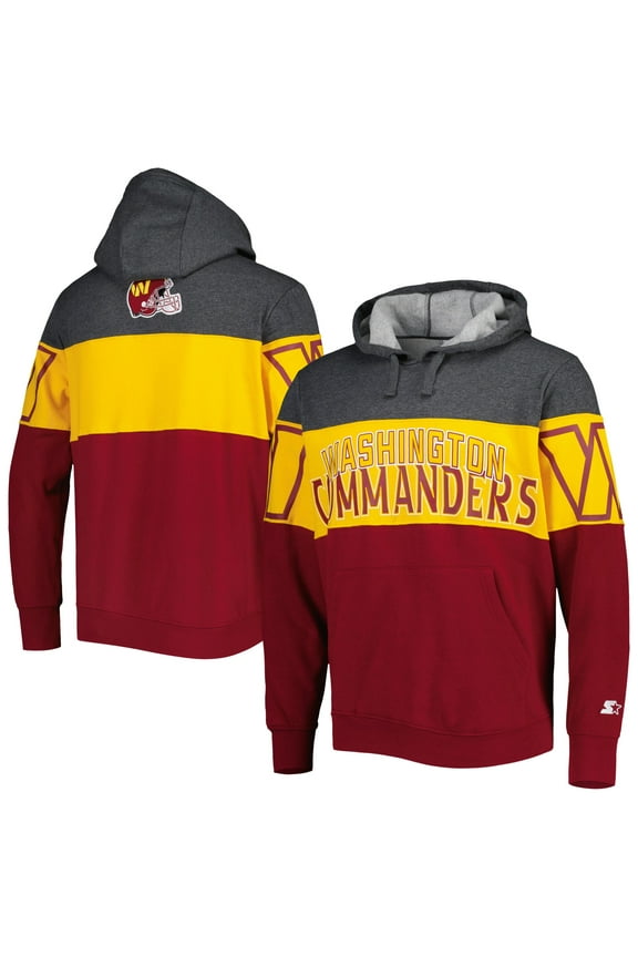 Men's Starter Heather Charcoal/Burgundy Washington Commanders Extreme Pullover Hoodie