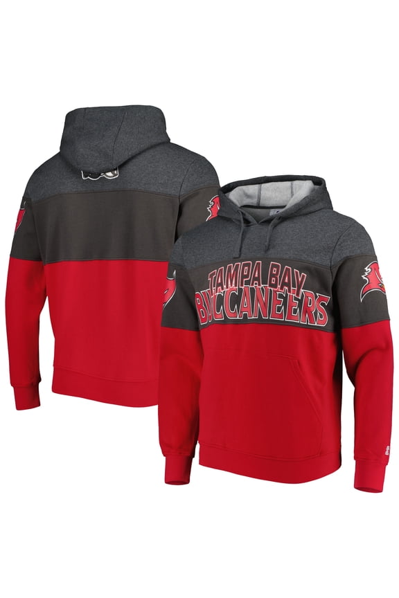 Men's Starter Heather Charcoal/Red Tampa Bay Buccaneers Extreme Pullover Hoodie