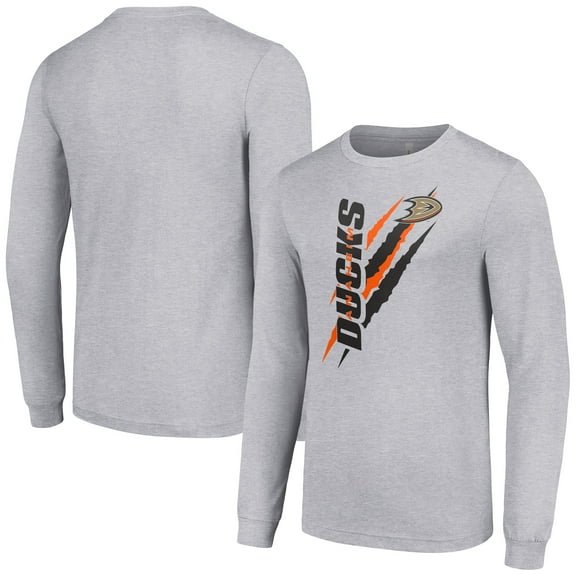 Men's Starter Heather Gray Anaheim Ducks Color Scratch Long-Sleeve T-Shirt