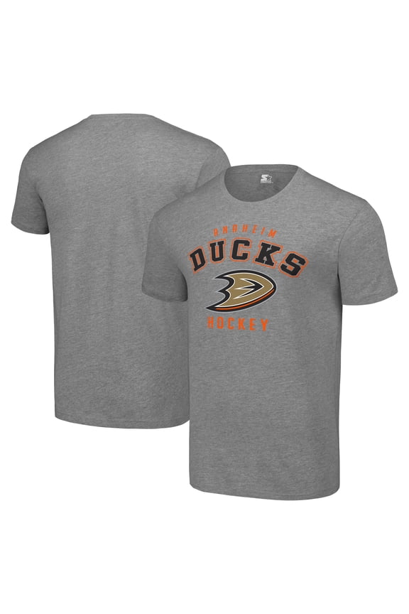 Men's Starter Heather Gray Anaheim Ducks Logo T-Shirt