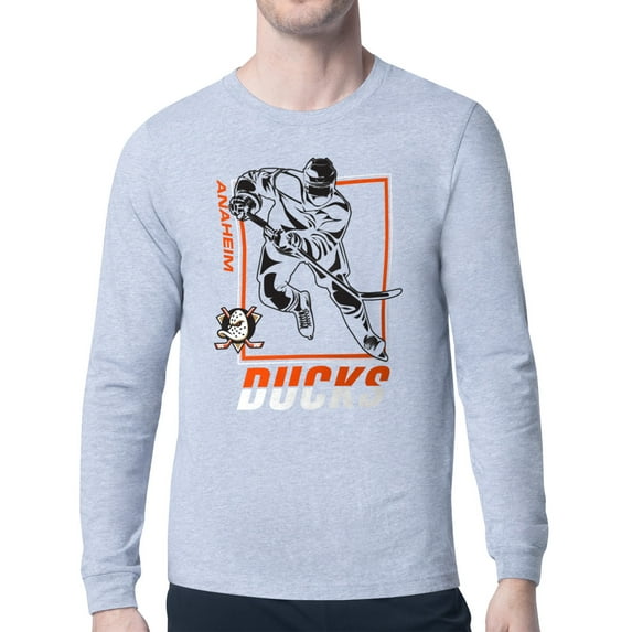 Men's Starter Heather Gray Anaheim Ducks Player Grid Long Sleeve T-Shirt