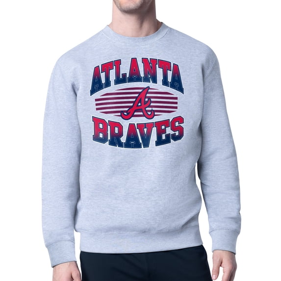Men's Starter Heather Gray Atlanta Braves Team Grit Graphic Fleece Pullover Sweatshirt