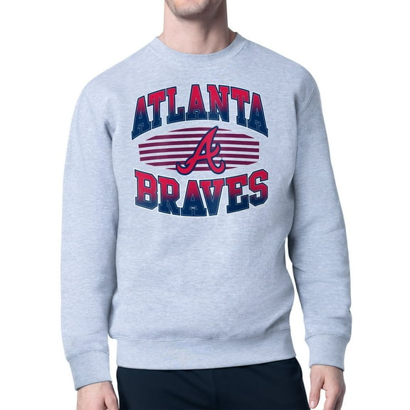 Men's Starter Heather Gray Atlanta Braves Team Grit Graphic Fleece Pullover Sweatshirt