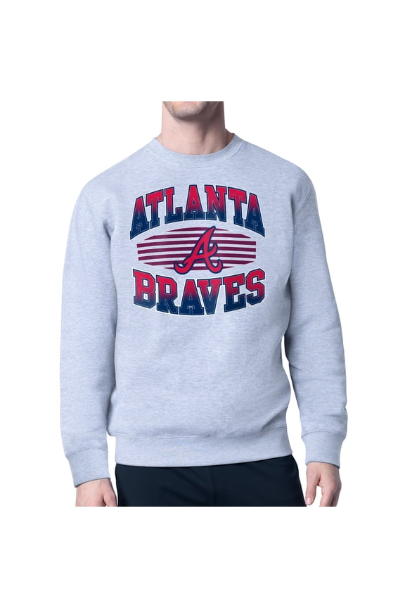 Men's Starter Heather Gray Atlanta Braves Team Grit Graphic Fleece Pullover Sweatshirt