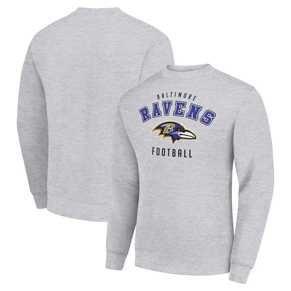 Men's Starter Heather Gray Baltimore Ravens Team Logo Pullover Sweatshirt