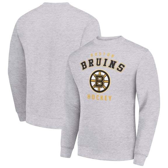 Men's Starter  Heather Gray Boston Bruins Team Logo Fleece Pullover Sweatshirt