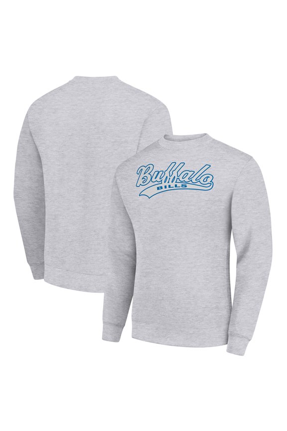 Men's Starter Heather Gray Buffalo Bills Tailsweep Team Graphic Tri-Blend Fleece Pullover Sweatshirt