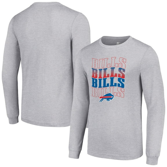 Men's Starter Heather Gray Buffalo Bills Team Name Graphic Long Sleeve T-Shirt