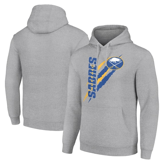 Men's Starter Heather Gray Buffalo Sabres Color Scratch Fleece Pullover Hoodie