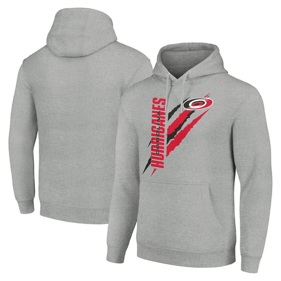 Men's Starter Heather Gray Carolina Hurricanes Color Scratch Fleece Pullover Hoodie