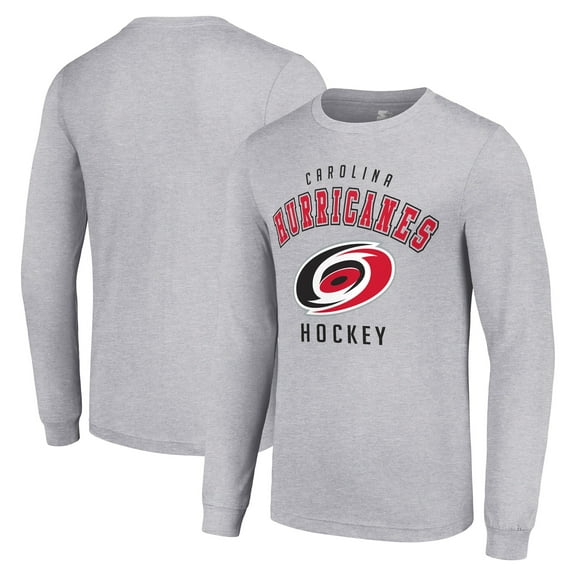 Men's Starter Heather Gray Carolina Hurricanes Logo Long Sleeve T-Shirt