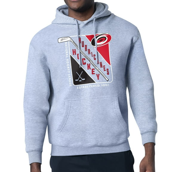 Men's Starter Heather Gray Carolina Hurricanes Shield Logo Pullover Hoodie