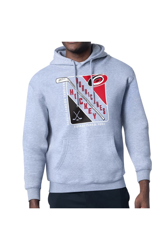 Men's Starter Heather Gray Carolina Hurricanes Shield Logo Pullover Hoodie