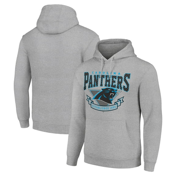 Men's Starter Heather Gray Carolina Panthers -80s Inspired Pullover Hoodie