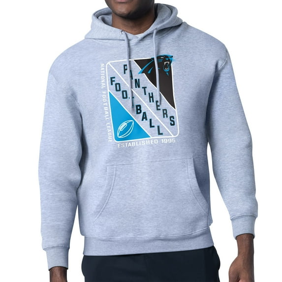 Men's Starter Heather Gray Carolina Panthers Shield Logo Pullover Hoodie